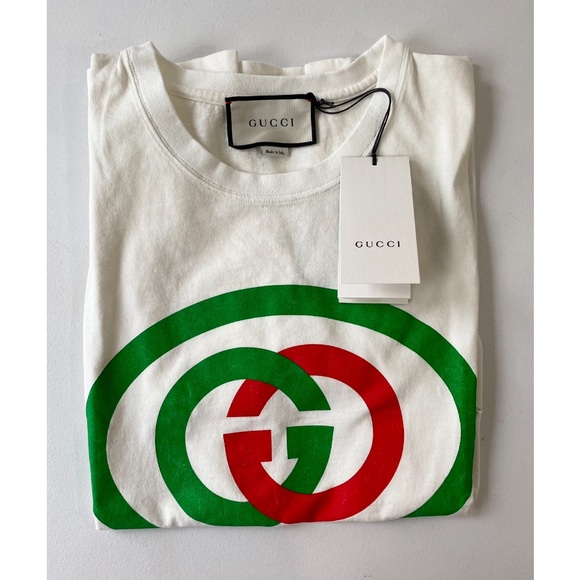 Gucci Interlocking GG Logo Oversized Cotton Graphic Tee Shirt Size Extra Small - Picture 7 of 16